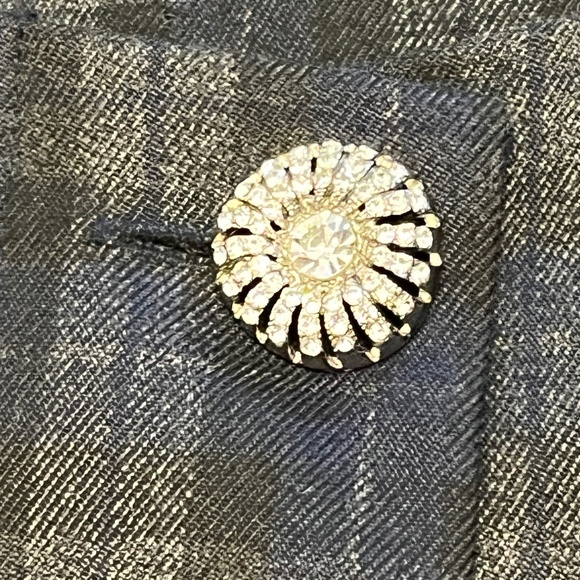 Zara "Black Watch'" (M) jacket with ruffle sleeves and rhinestone button - Picture 8 of 16